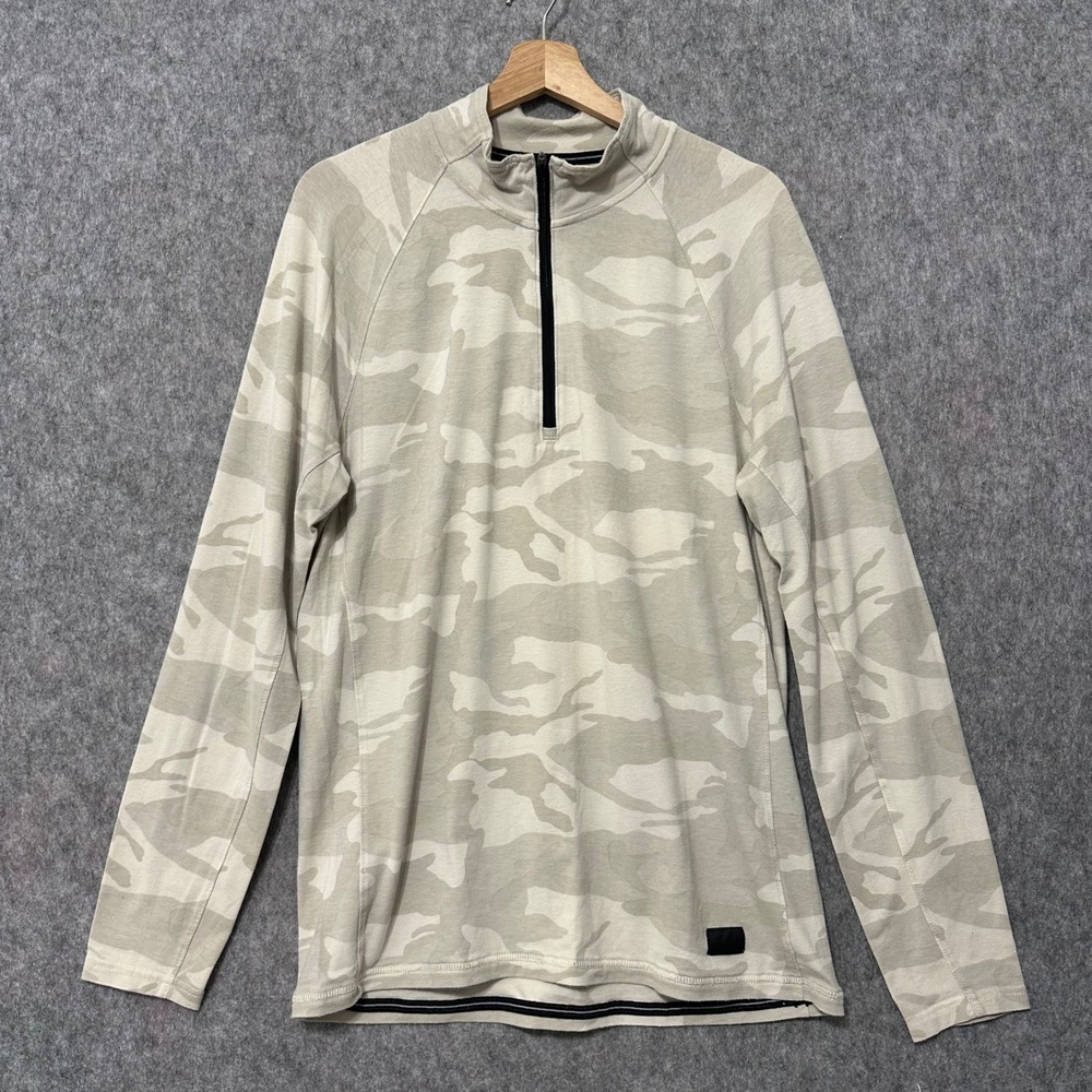 Abercrombie & Fitch Mens Medium Camo Quarter Zip Pullover Tan Gray Long Sleeve